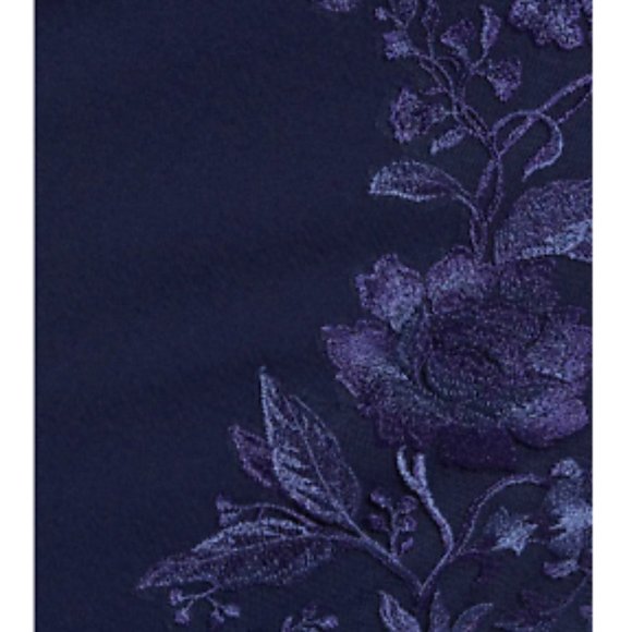 TADASHI SHOJI EMBROIDERED OFF THE SHOULDER 3/4 SLEEVE ROYAL NAVY SHEATH DRESS M - Picture 7 of 7